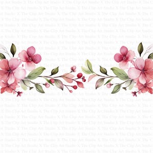 Clipart de borda de flor em aquarela | 10 JPGs de alta qualidade | Download digital instantâneo | Criação de cartões | Pacote de borda floral, artesanato em papel digital