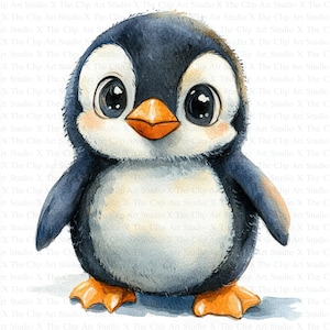 Clipart de pingüino bebé / 10 archivos JPG de alta calidad / Descarga digital / Arte infantil / Creación de tarjetas / Clipart de animales lindos / Manualidades con papel digital