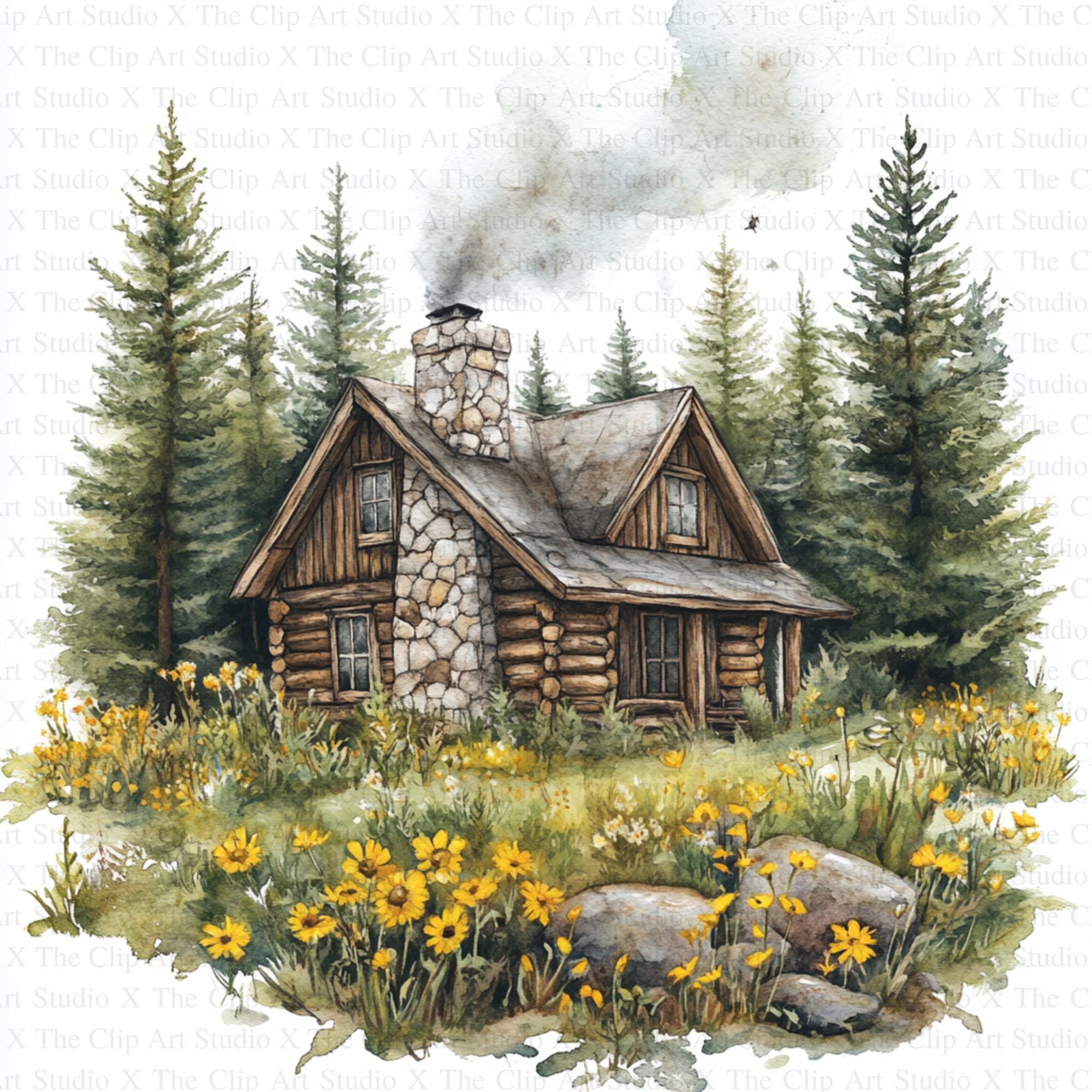 Image result for Rustic Cabin Clipart | 10 High Quality Jpgs | Digital Download | Clip ...