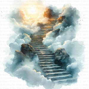 Aquarela Céu Escadas Clipart | 10 JPGs de alta qualidade | Download digital | Artesanato de papel digital | Clip-Art | Fabricação de cartões | Céu Clipart