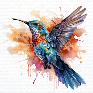 Hummingbird Clipart | 10 High Quality JPGs | Digital Download | Junk Journal | Adorable Colibri | Printable Watercolor Clipart | Paper Craft