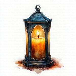 Candle Lantern Clipart | 10 High Quality JPGs | Digital Download | Watercolor Clipart | Digital Paper Craft | Junk Journals | Scrapbooking