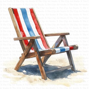 Watercolor Beach Chairs Clipart | 10 High Quality JPGs | Digital download | Commercial Use | Digital Paper Craft | Card Making | Mixed Media
