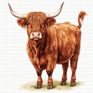 Highland Cow Farm Clipart | 10 High Quality JPGs | Digital download | Watercolor Clipart | Digital Paper Craft | Junk Journals, Farm Clipart