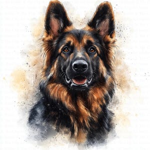 German Shepherd Clipart | 10 High Quality JPGs | Digital Download | Paper Craft | Junk Journal | Shepherd Dog | Printable Watercolor Clipart