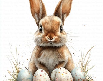 Clipart de conejito de Pascua / 10 JPG de alta calidad / Descarga digital / Manualidades de papel / Revistas basura / Clipart de conejo / Clipart de acuarela imprimible