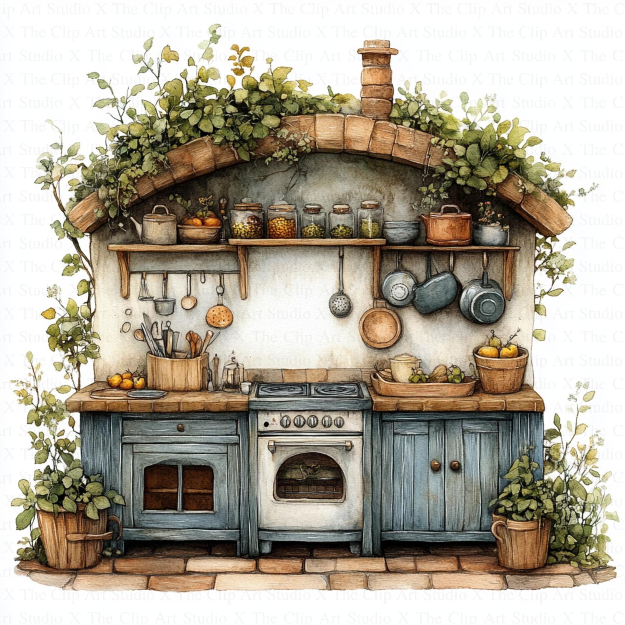 Watercolor Fairy Kitchen Clipart | 10 High Quality Jpgs | Digital ...
