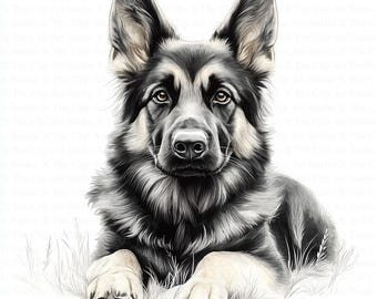 German Shepherd Clipart | 10 High Quality JPGs | Digital Download | Shepherd Dog | Printable Watercolor Clipart | Paper Craft | Junk Journal