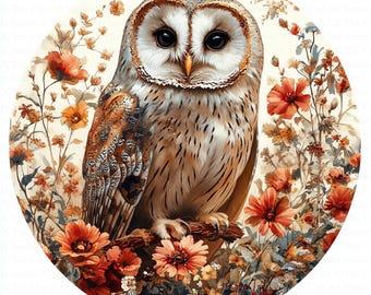 Clipart floral hibou | 10 fichiers JPG de haute qualité | Téléchargement numérique | Clipart hibou vintage | Clipart aquarelle | Créations numériques en papier | Journaux indésirables