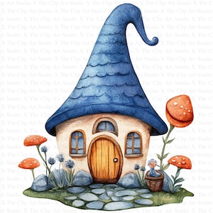 Gnome House Clipart | 10 High Quality JPGs | Instant Digital Download | Card Making | Cute Gnome Clipart | Digital Paper Craft | Nursery Art