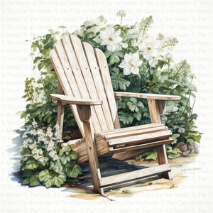 Garden Chair Clipart | 10 High Quality JPGs | Digital Download | Floral Chair Clipart | Watercolor Clipart | Paper Craft | Junk Journals