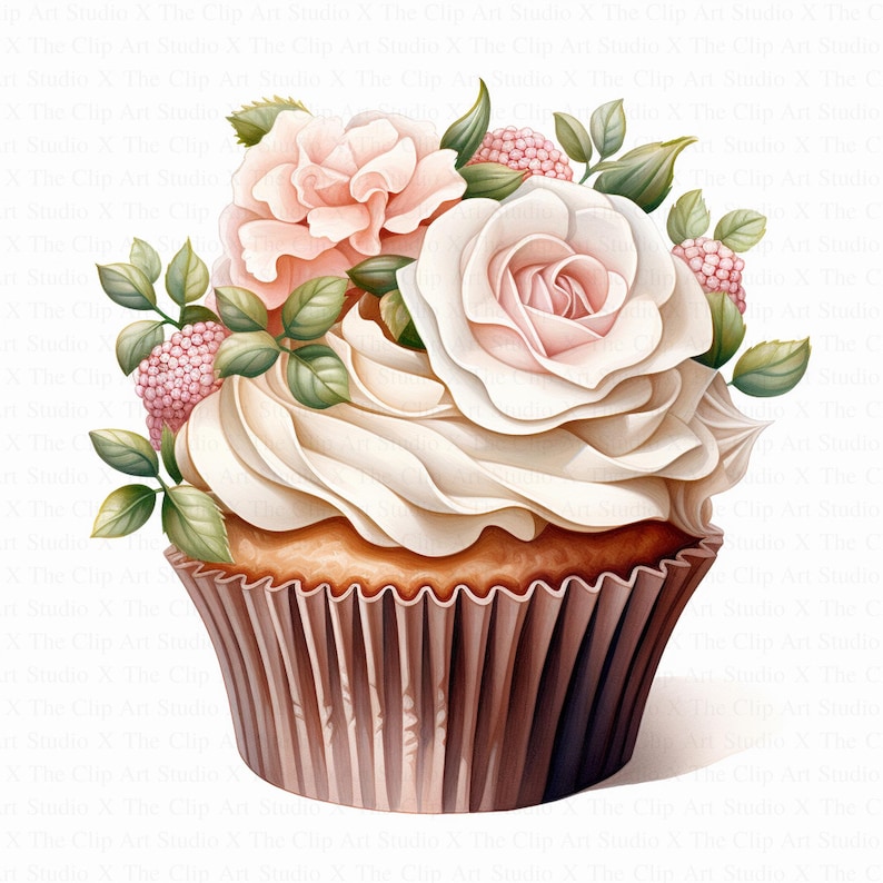 Floral Cupcake Clipart | 10 High Quality Jpgs | Digital Download | Junk ...
