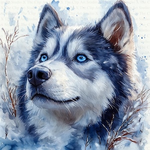 Husky Porträt | 10 hochwertige JPGs | Digitaler Download | Kartengestaltung | Süßer Hund Clipart | Digitales Papiermodell | Scrapbooking | Gärtnerische Kunst