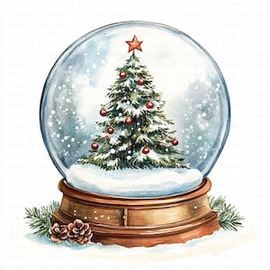 10 Snowflake Christmas Snow Globe Clipart, Christmas