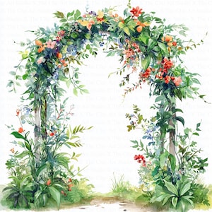 Floral Arch Clipart | 10 High Quality JPG | Digital Download | Arch of Flowers | Watercolor Clipart | Digital Paper Craft | Scrapbooking