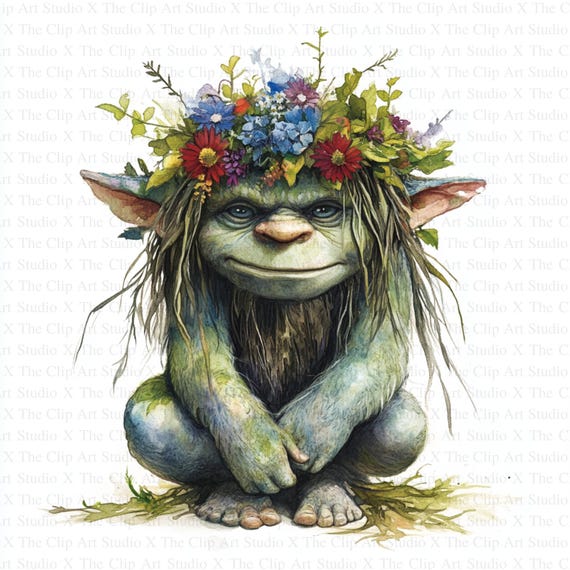 Trolls Clipart | 10 High Quality JPGs | Digital Download | Junk Journals | Scandinavian Troll Clipart | Watercolor Clipart | Paper Craft
