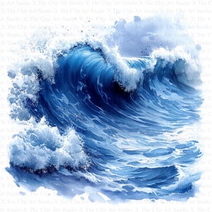 海の波のクリップアート | 10 個の高品質 JPG | デジタル ダウンロード | 水彩画 | カード作成 | ミックス メディア | デジタル ペーパー クラフト | クリップアート