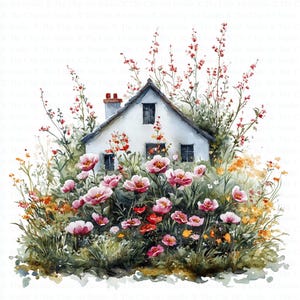 Floral Garden Clipart | 10 High Quality JPG | Digital Download | Paper Craft | Junk Journals | Art | Cottage Garden Art | Watercolor Clipart