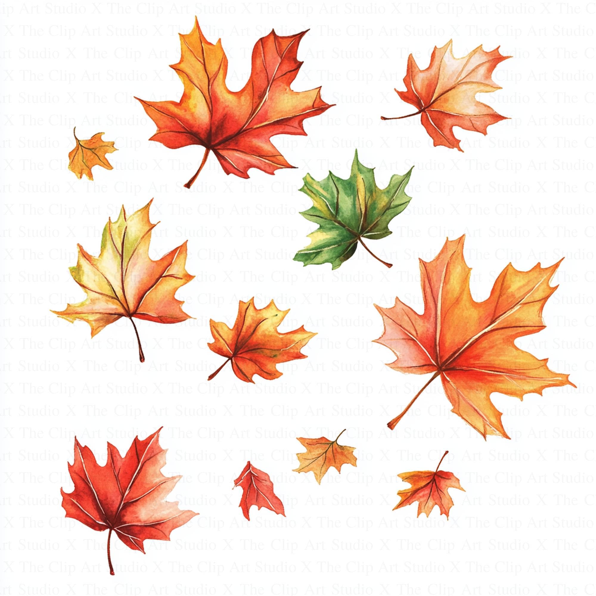 Falling Autumn Leaves Clipart | 10 High Quality JPG | Digital Download ...