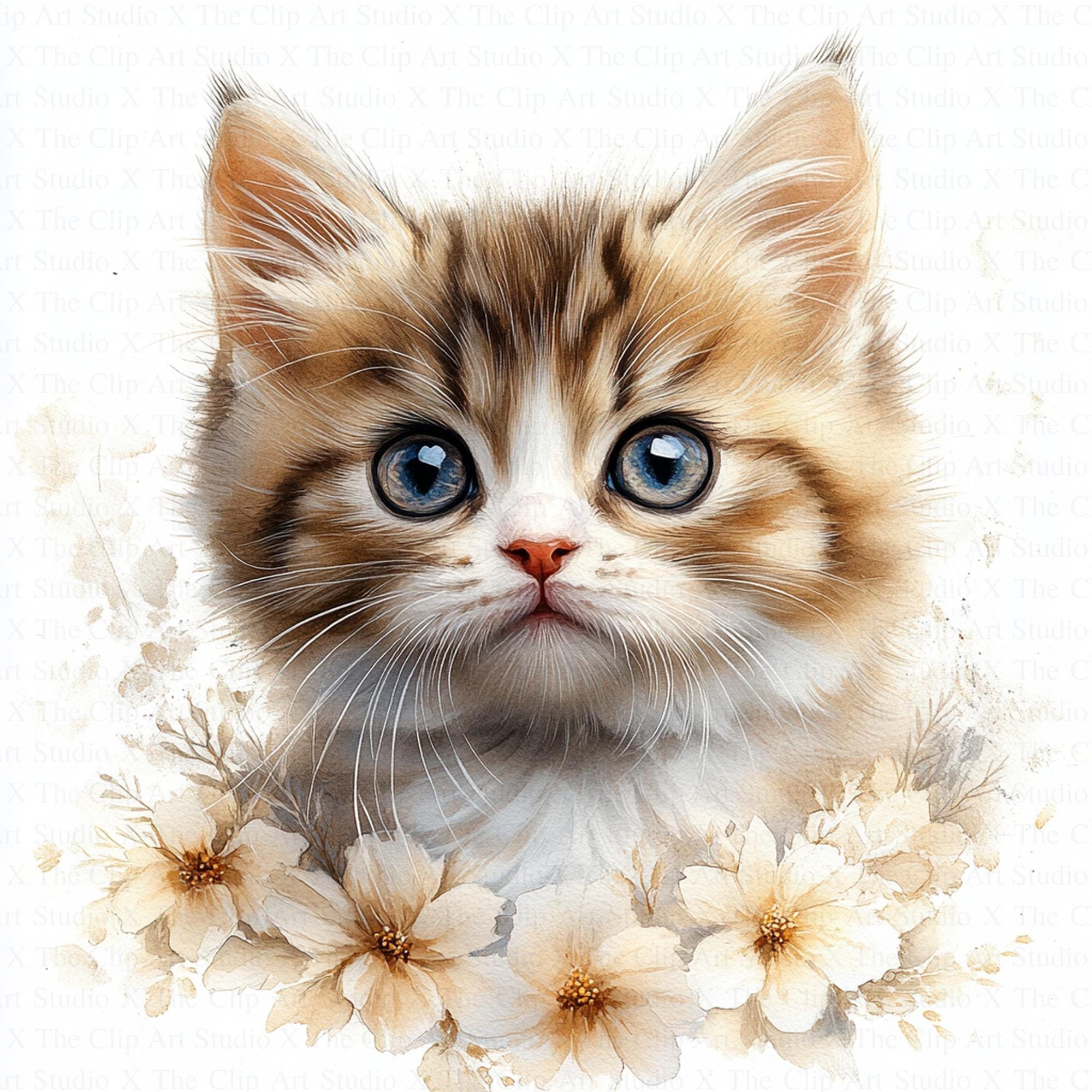 adorable kitten♡様  C1040A   75枚  あり Adorable Kitten Clipart | 10 High Quality Jpgs | Digital Download