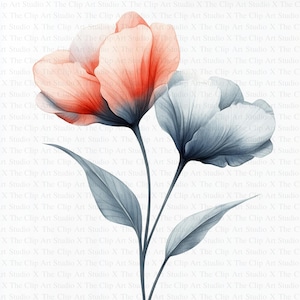 Abstract Flowers Clipart | 10 High Quality JPGs | Digital Download | Paper Craft | Junk Journal | Watercolor Clipart | Art | Purple Flowers