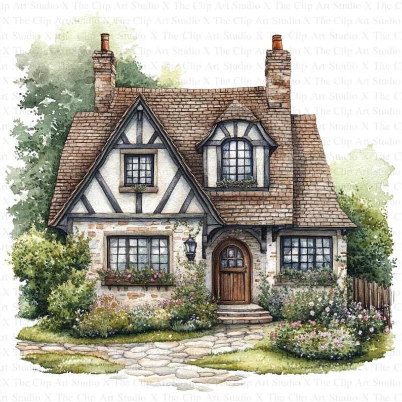English Houses Clipart 10 High Quality Jpgs Instant Digital Download