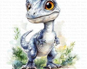 Cartoon Dinosaurier Clipart | 10 hochwertige JPGs | Digitaler Download | Scrapbooking | Druckbare Aquarell Clipart, Papier Handwerk, Junk Journals
