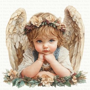 Baby Angel Clipart | 10 High Quality JPGs | Digital Download | Christmas Angel Clipart | Digital Clipart | Watercolor Clipart | Paper Craft