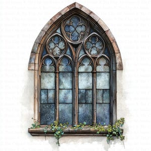 Gothic Window Clipart | 10 High Quality JPGs | Digital Download | Junk Journal | Scrapbooking | Watercolor Clipart | Digital Paper Craft