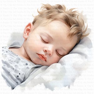 Baby Sleeping Clipart | 10 High Quality JPG | Digital Download | Junk Journal | Nursery Print | Printable Watercolor Clipart | Paper Craft