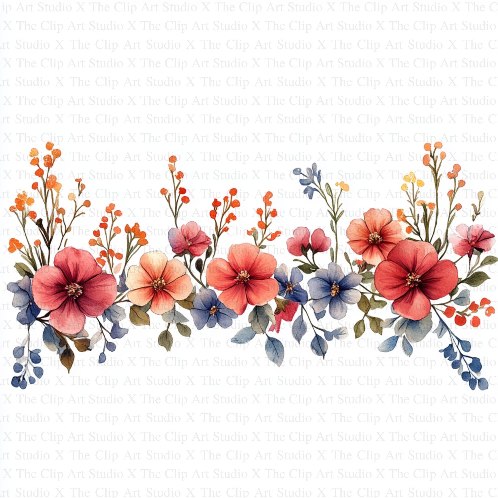 Flower Border Clipart | 10 High Quality Jpgs | Digital Download | Digital  Clipart | Digital Paper Craft | Card Making | Floral Border Bundle - Etsy, image size:2000x2000