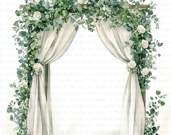 Wedding Arch Clipart | 10 High Quality JPGs | Digital Download | Junk Journals | Wedding Invitation | Watercolor Clipart | Paper Craft