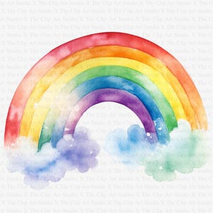 Vários clipart de arco-íris | 10 JPGs de alta qualidade | Download digital | Artesanato em papel | Arco-íris de berçário | Clipart de aquarela | Scrapbooking