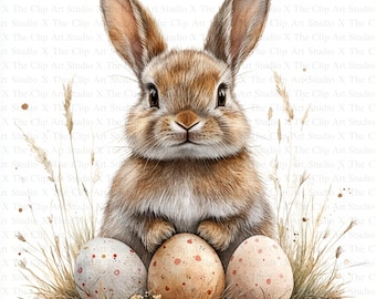 Easter Bunny And Egg Clipart | 10 High Quality JPGs | Digital download | Scrapbooking | Easter Clipart | Digital Paper Craft | Junk Journal