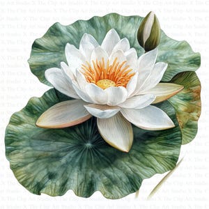 Waterlilies Clipart | 10 JPGs de alta qualidade | Download digital | Diários de lixo | Water Lily Clipart | Clipart de aquarela | Arte | Artesanato em papel