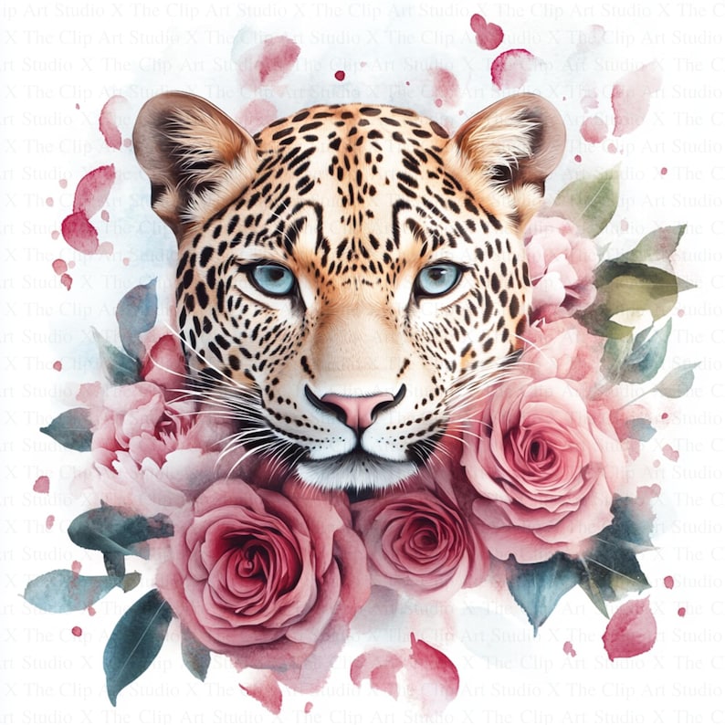Floral Leopard Clipart | 10 High Quality Jpgs | Instant Digital ...