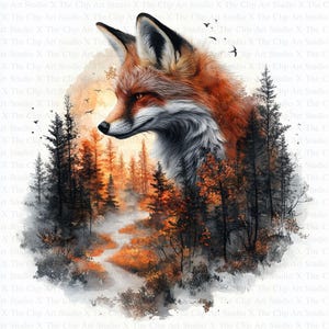 Renard dans la forêt des cliparts | 10 fichiers JPG de haute qualité | Téléchargement numérique | Scrapbooking | Clipart aquarelle imprimable | Créations en papier | Journaux indésirables