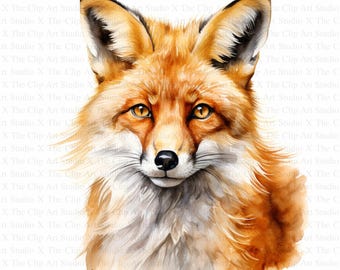Gorgeous Fox Clipart | 10 High Quality JPGs | Digital Download | Paper Crafts | Junk Journal | Luxury Fox | Golden Fox | Watercolor Clipart