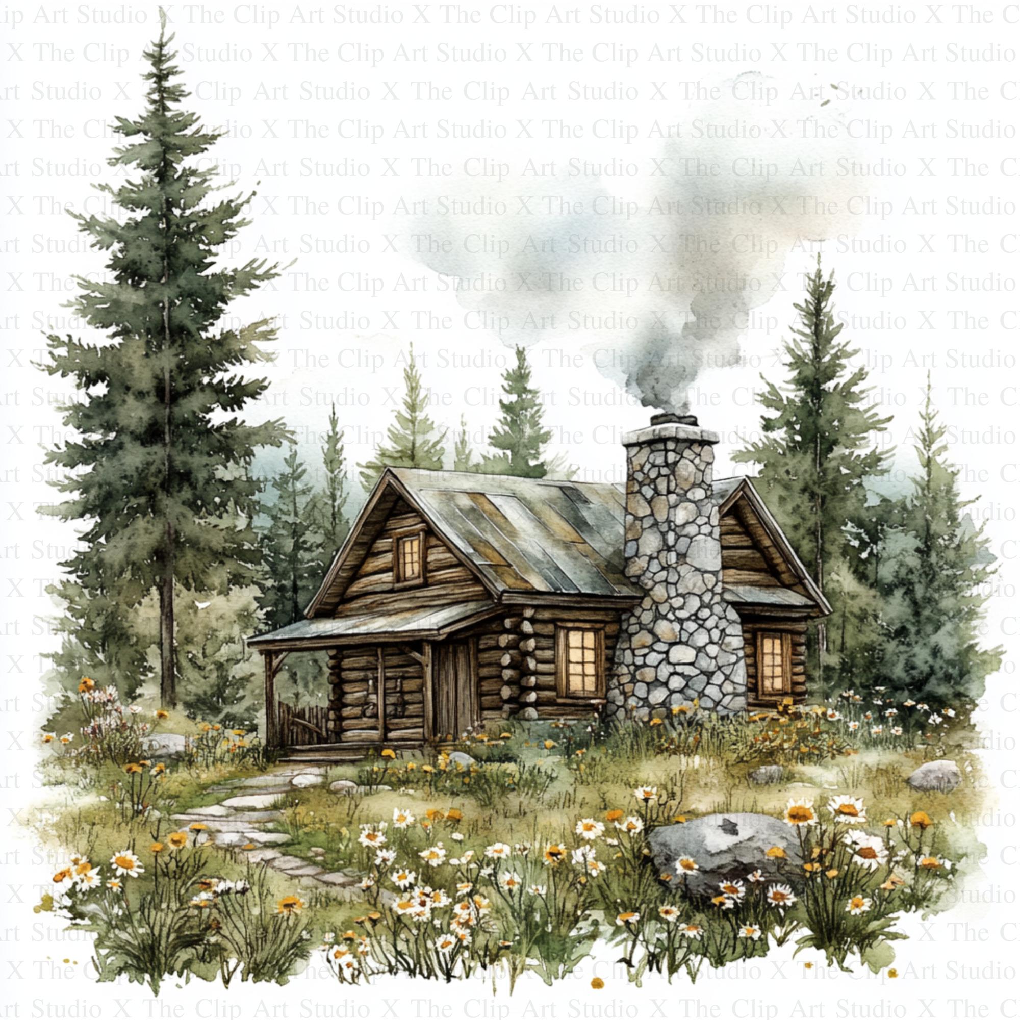 Image result for Rustic Cabin Clipart | 10 High Quality Jpgs | Digital Download | Clip ...