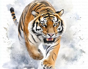 Tiger Clipart | 10 High Quality JPGs | Instant Digital Download | Watercolor Tiger | Watercolor Clipart | Digital Paper Craft | Scrapbooking