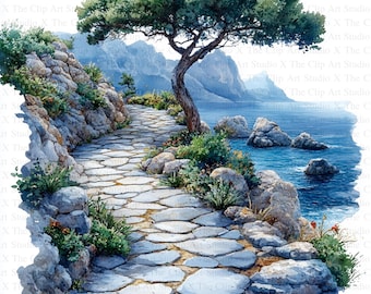 Aquarel mediterrane struik ClipArt | 10 JPG's van hoge kwaliteit | Directe digitale download | Aquarelkunst | Kaarten maken | Digitale papiermodellen