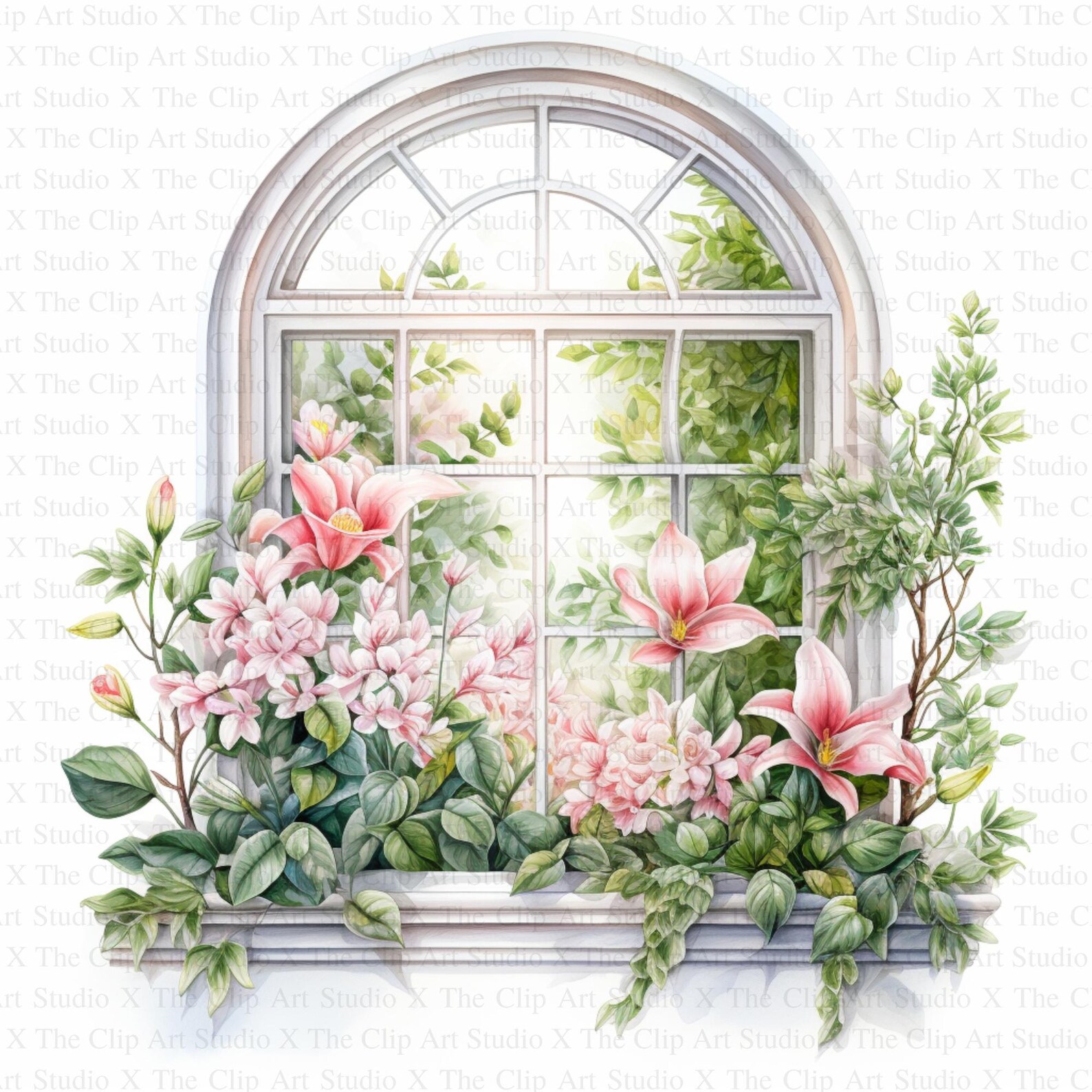 Floral Window Clipart | 10 High Quality Jpgs | Digital Download | Paper ...