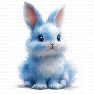 Fluffy Bunny Clipart | 10 High Quality JPGs | Digital download | Rabbit Clipart | Printable Watercolor Clipart | Paper Craft | Junk Journals