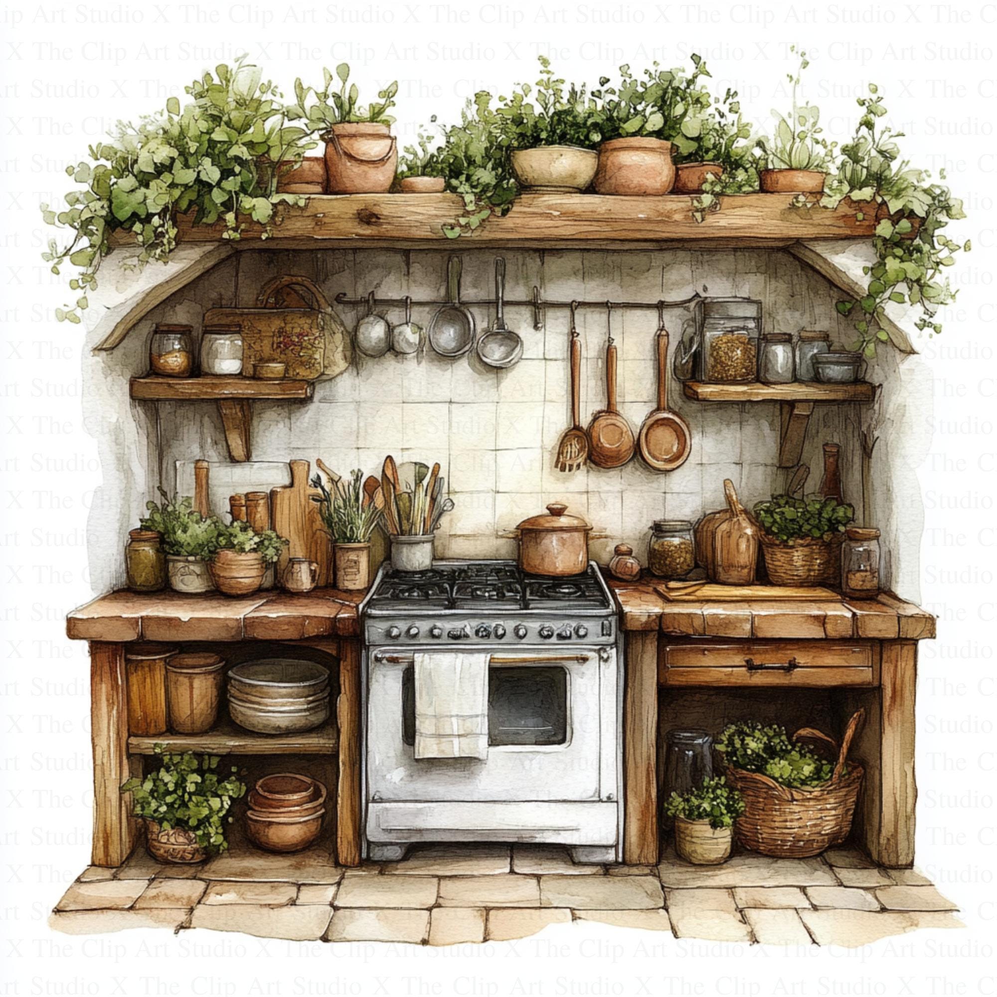 Watercolor Fairy Kitchen Clipart | 10 High Quality Jpgs | Digital ...