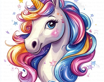 Cartoon Unicorn Clipart | 10 High Quality JPGs | Digital Download | Digital Paper Craft | Fantasy Unicorn | Watercolor Clipart, Junk Journal