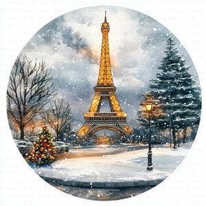 Christmas Paris Clipart | 10 High Quality JPGs | Digital Download | Christmas Card | Watercolor Clipart | Digital Paper Craft | Junk Journal