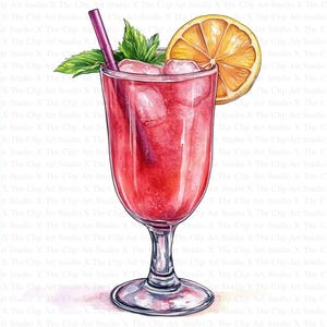 Pink Cocktails Clipart | 10 High Quality JPGs | Digital Download | Junk Journal | Adorable Cocktails | Watercolor Clipart | Paper Craft