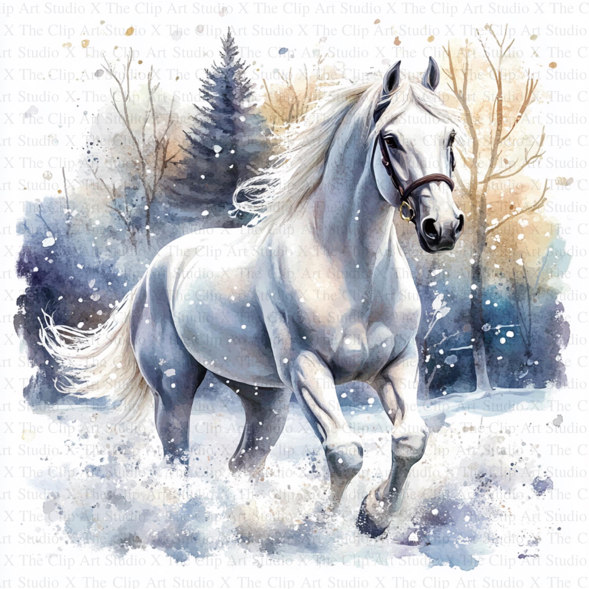 Christmas Horses Clipart | 10 High Quality Jpgs | Digital Download ...