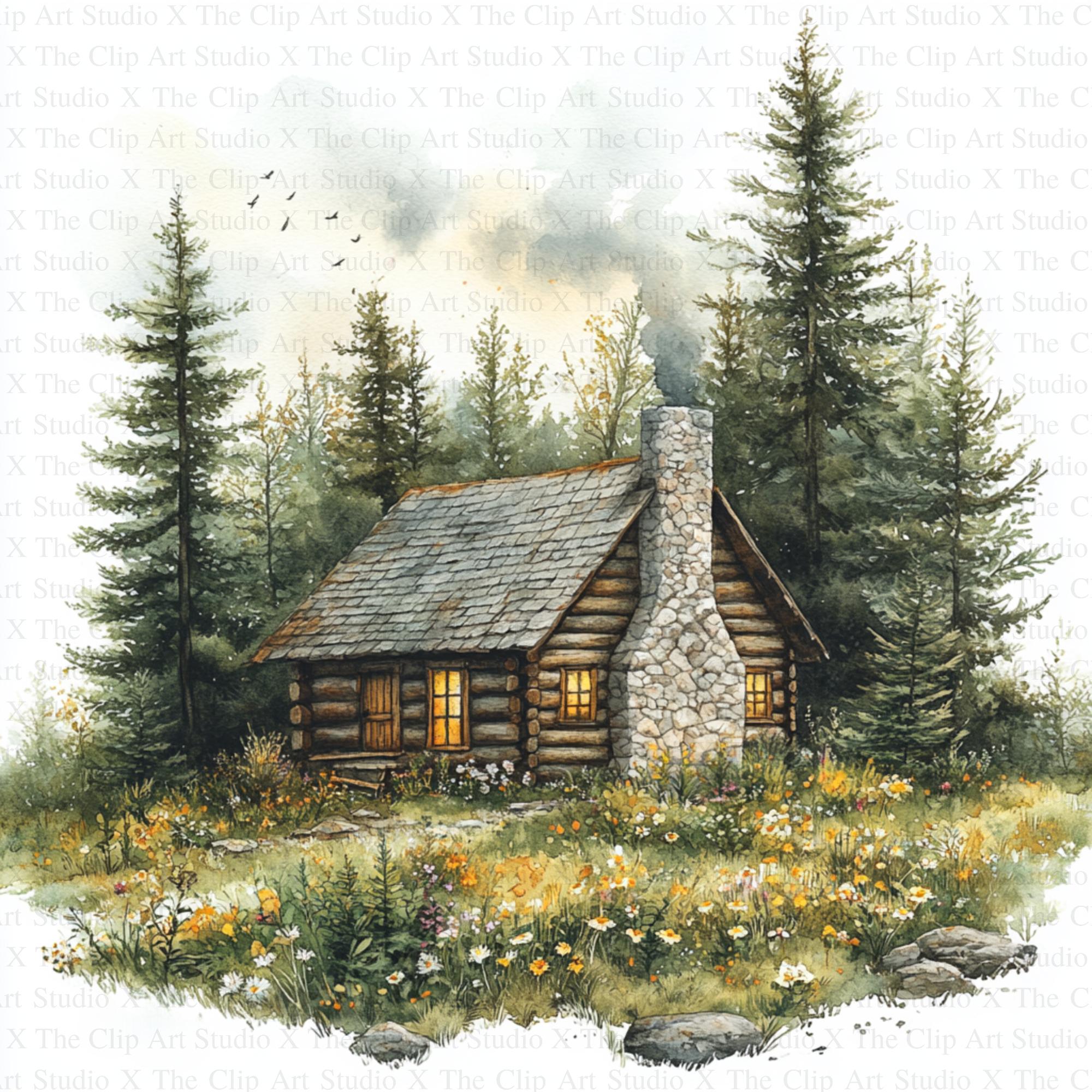 Image result for Rustic Cabin Clipart | 10 High Quality Jpgs | Digital Download | Clip ...