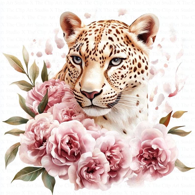 Floral Leopard Clipart | 10 High Quality Jpgs | Instant Digital ...